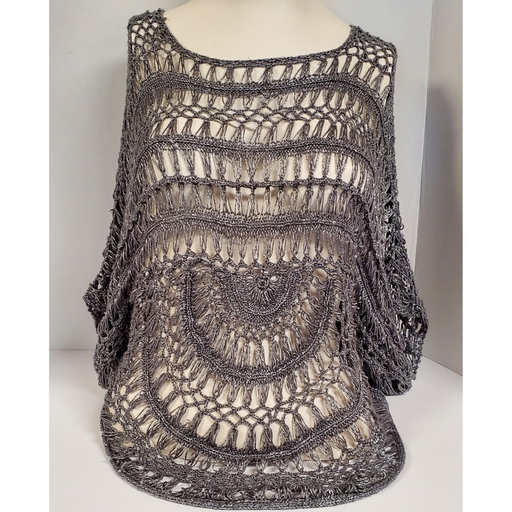 Crochet Gray Over Blouse Size Small